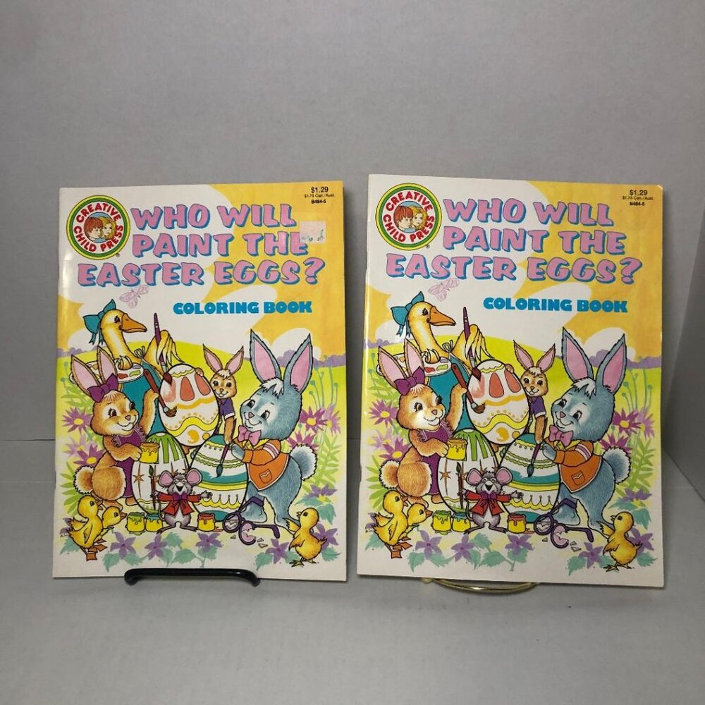2 Vintage Who Will Paint The Easter Eggs Coloring Book 1984 Creative Child Press